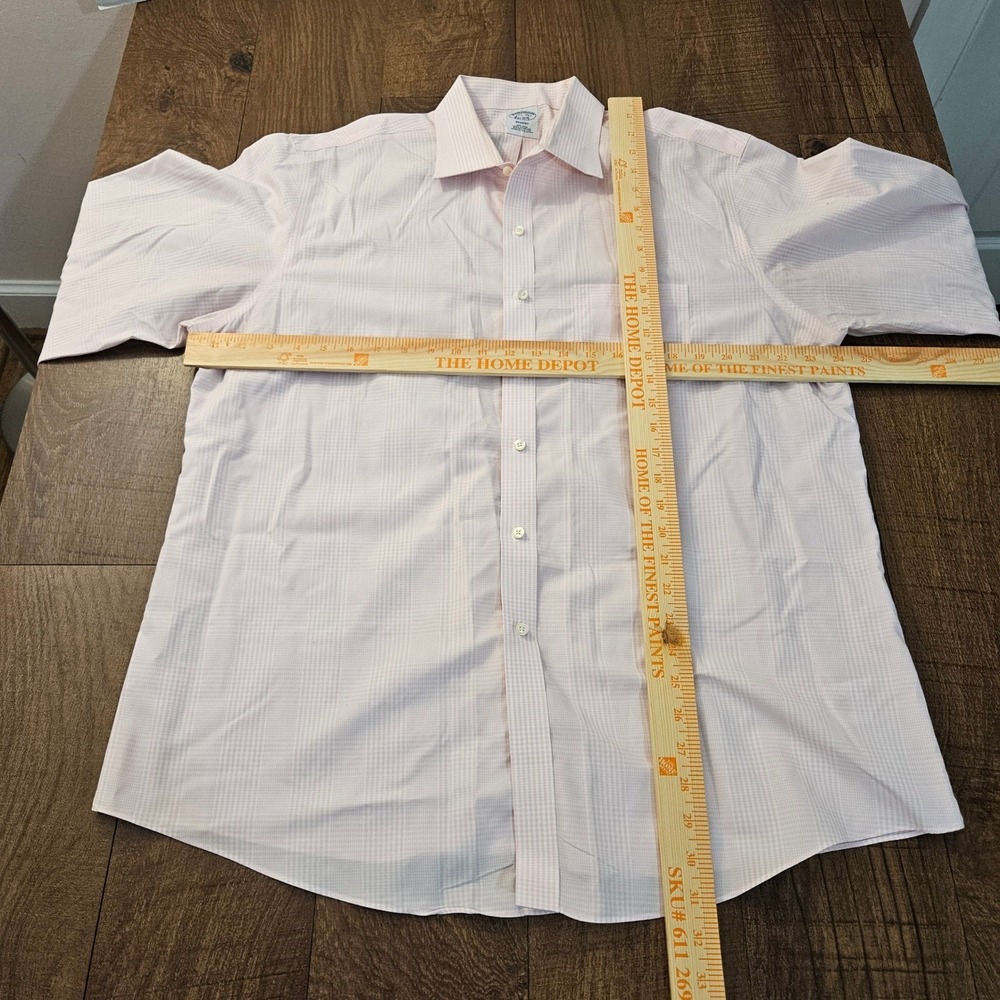 Brooks Brothers Regent Dress Shirt Mens 17.5-36 Pink Checkered Non-Iron Supima - Picture 5 of 9